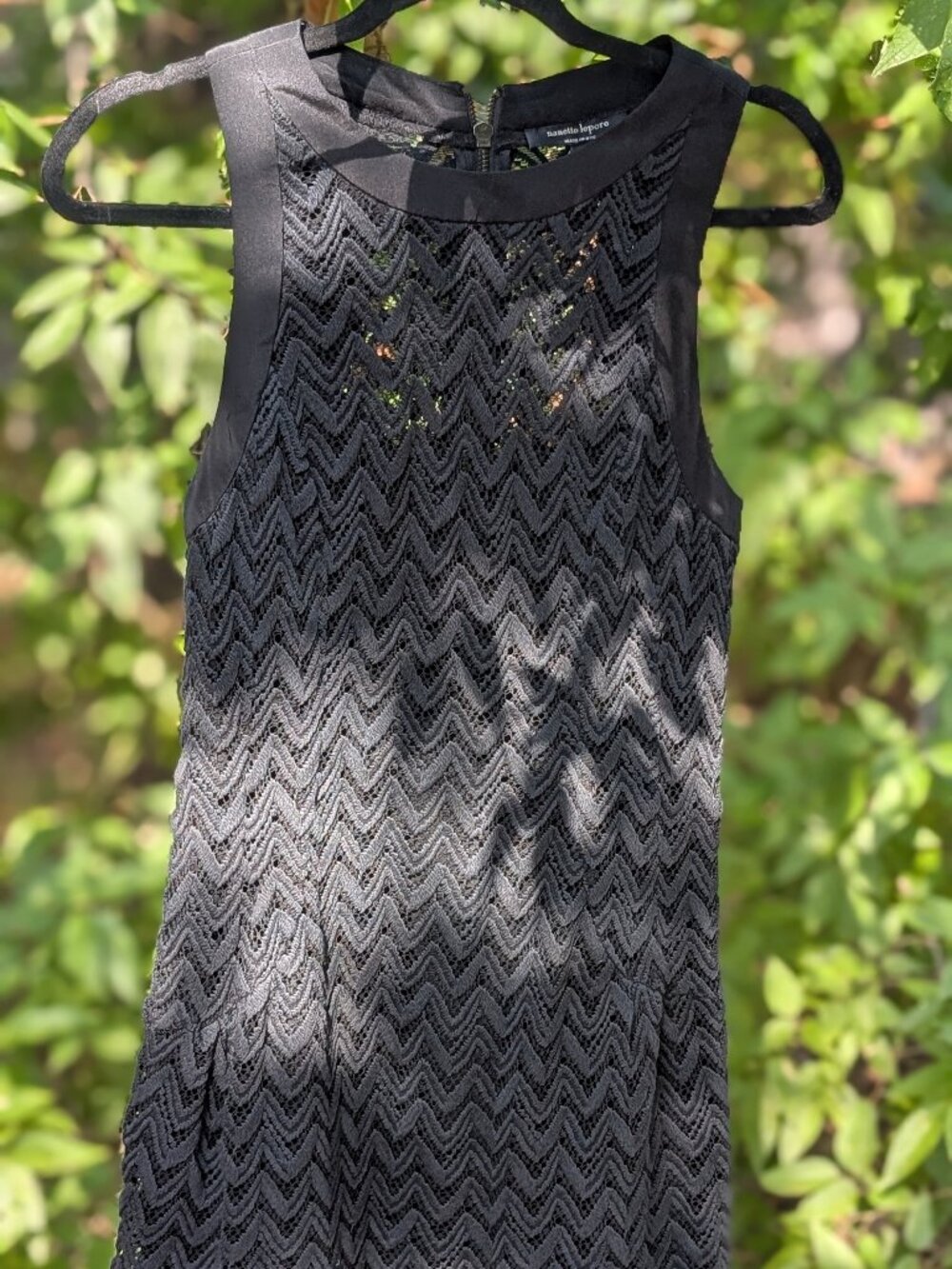 Nanette Lepore Black Chevron Lace Sleeveless Dress